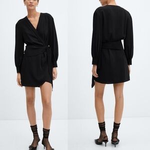 Mango Bow wrap dress flowy Size Small New